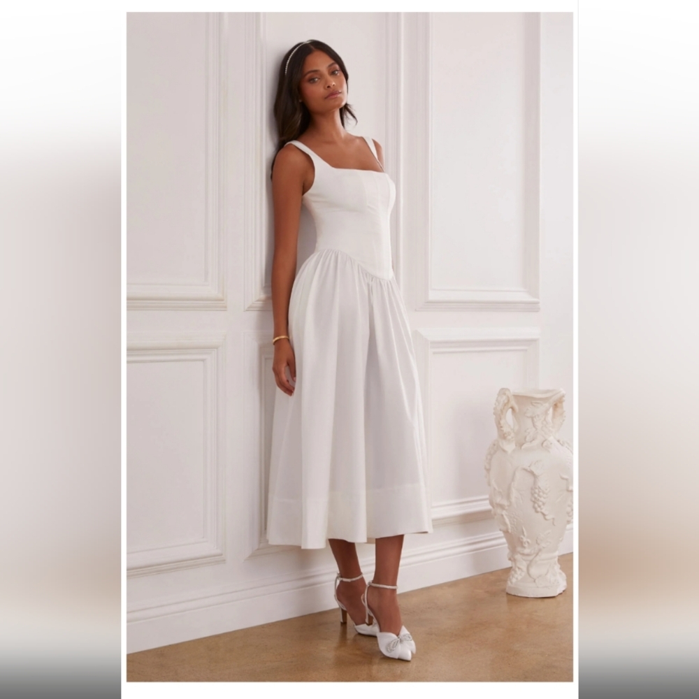 Birdy Grey Lauren Elegant White Midi Dress